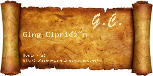 Ging Ciprián névjegykártya